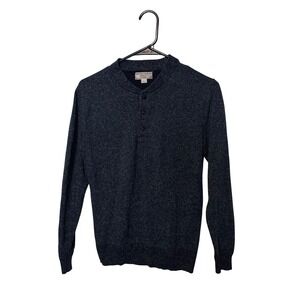 Wallace & Barnes Henley Sweater Shirt Mens XS Blue Silk Cotton Blend Long Sleeve